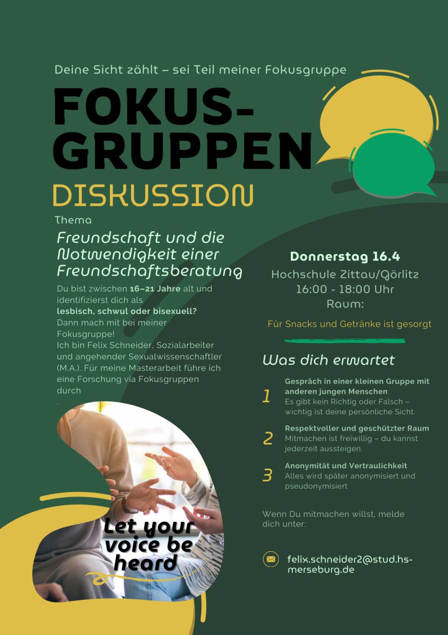 Fokusgruppe zum Thema Freundschaft (Lesbisch-Schwul-Bisexuelle-Gruppe)